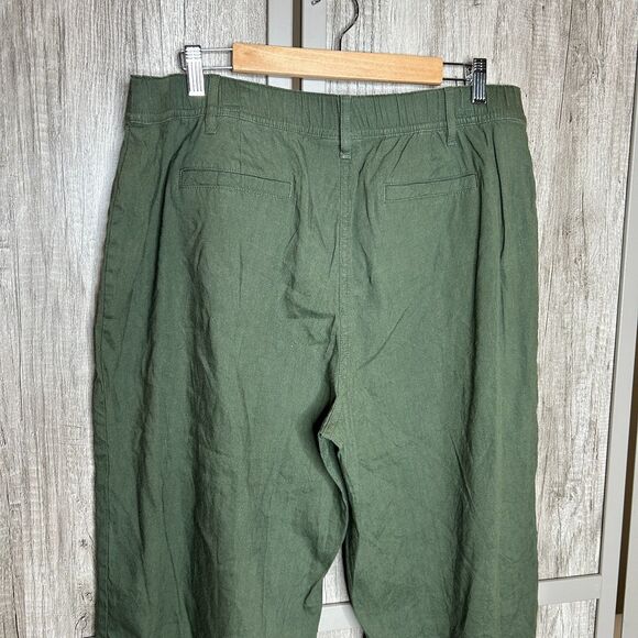 J. Jill Pants XL Petite Linen Stretch Wide Leg Pockets Green Color - Picture 8 of 8